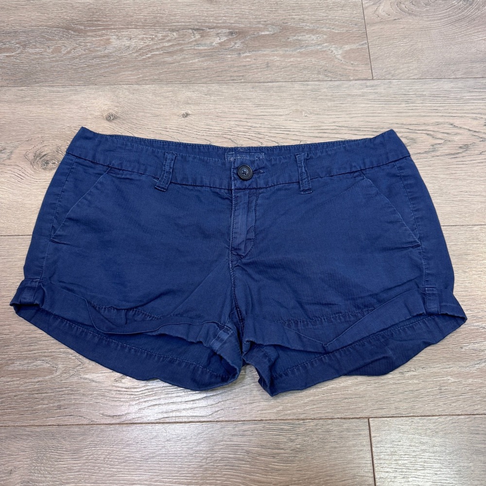 American Eagle Outfitters Navy Blue Cotton Chino Shorts Cuffed Size 4 Y2K 2012